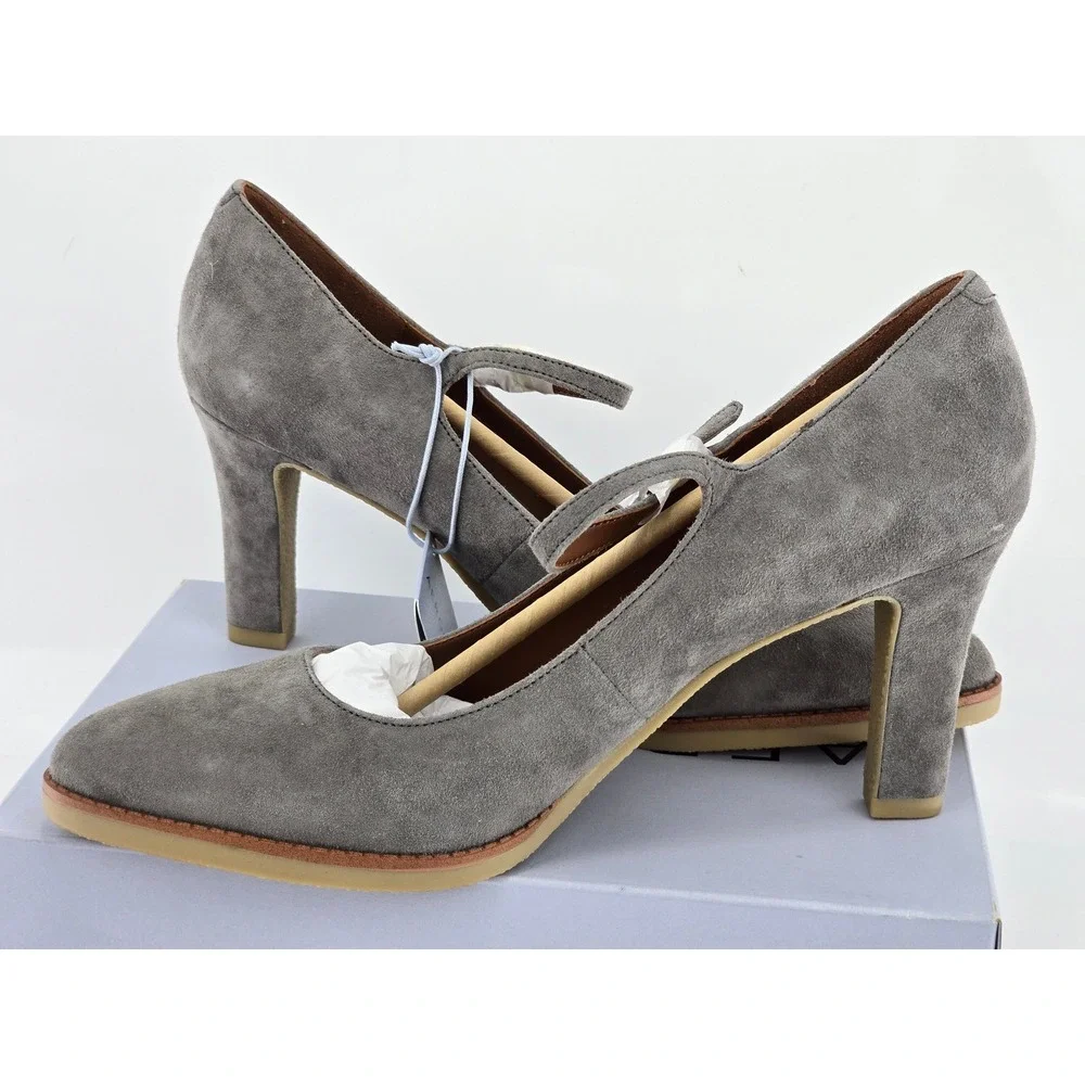 Aerosoles Lois Pump Womens 10M Grey Suede Mary Jane Heel - New